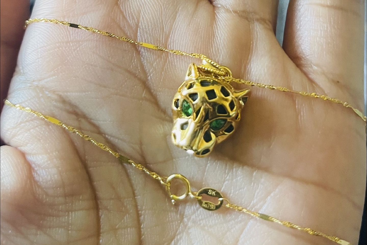 18K Gold Panther Pendant Necklace - photo 2