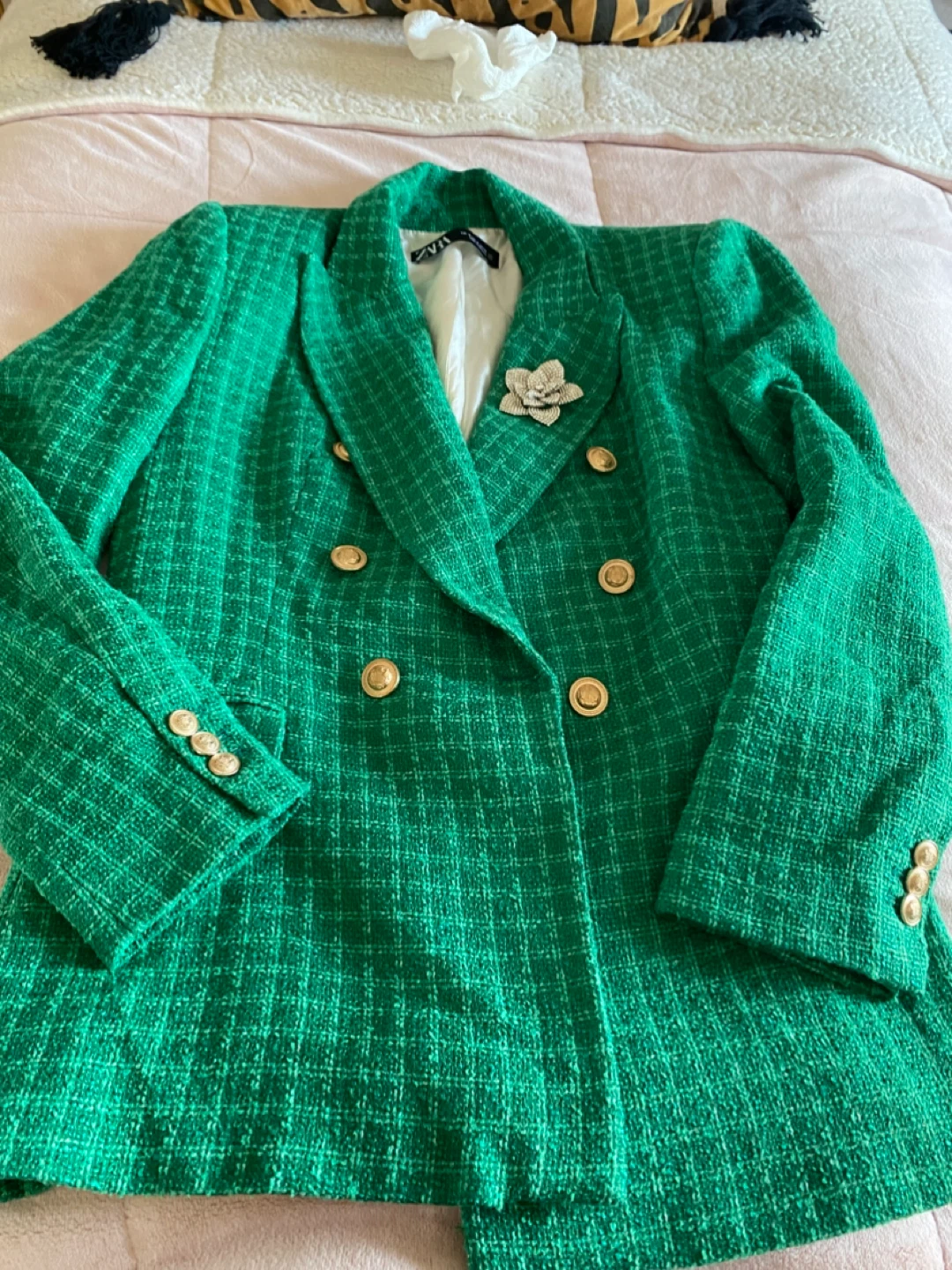 Zara Green Tweed Blazer - photo 3