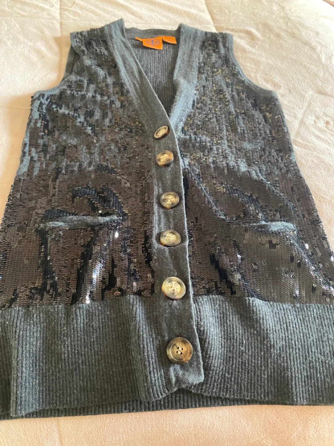 Tory Burch Sequin Embellished Sweater Vest image indicator(3)