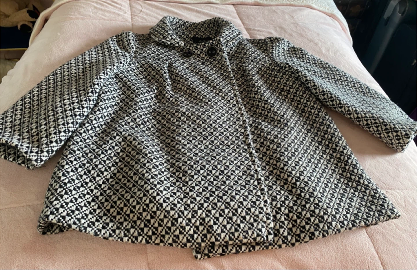 Twenty One Black & White Patterned Coat - Size S - photo 3
