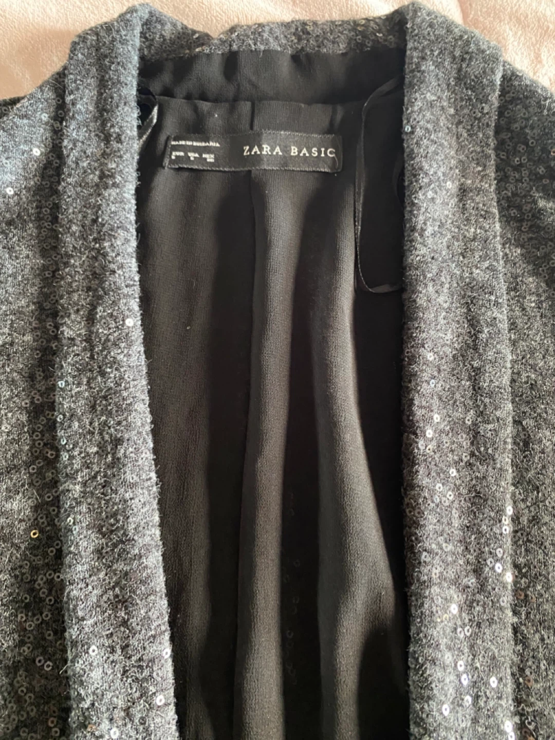 Zara Basic Gray Sequin Cardigan - photo 2