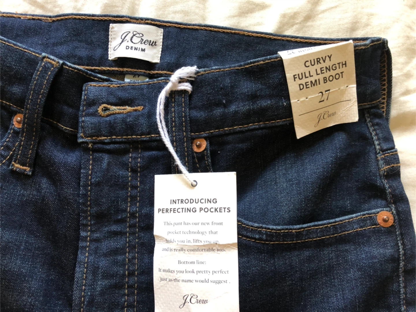 New J.Crew Curvy Full Length Demi Boot Jeans - Size 27