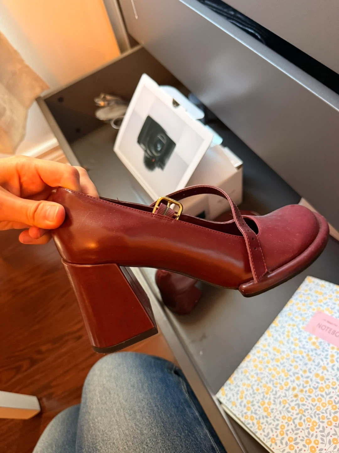 Charles & Keith Burgundy Mary Janes, Size 7 - photo 2