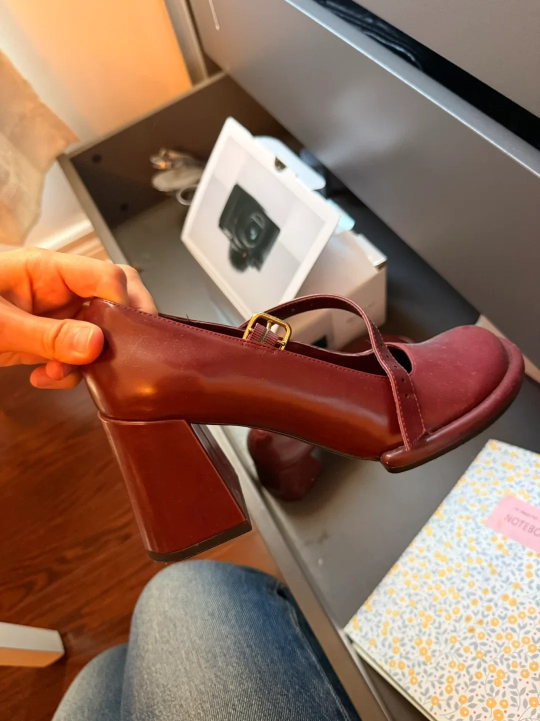 Charles & Keith Burgundy Mary Janes, Size 7 image indicator(2)