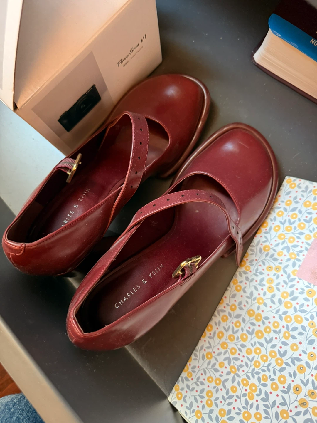 Charles & Keith Burgundy Mary Janes, Size 7 - photo 3
