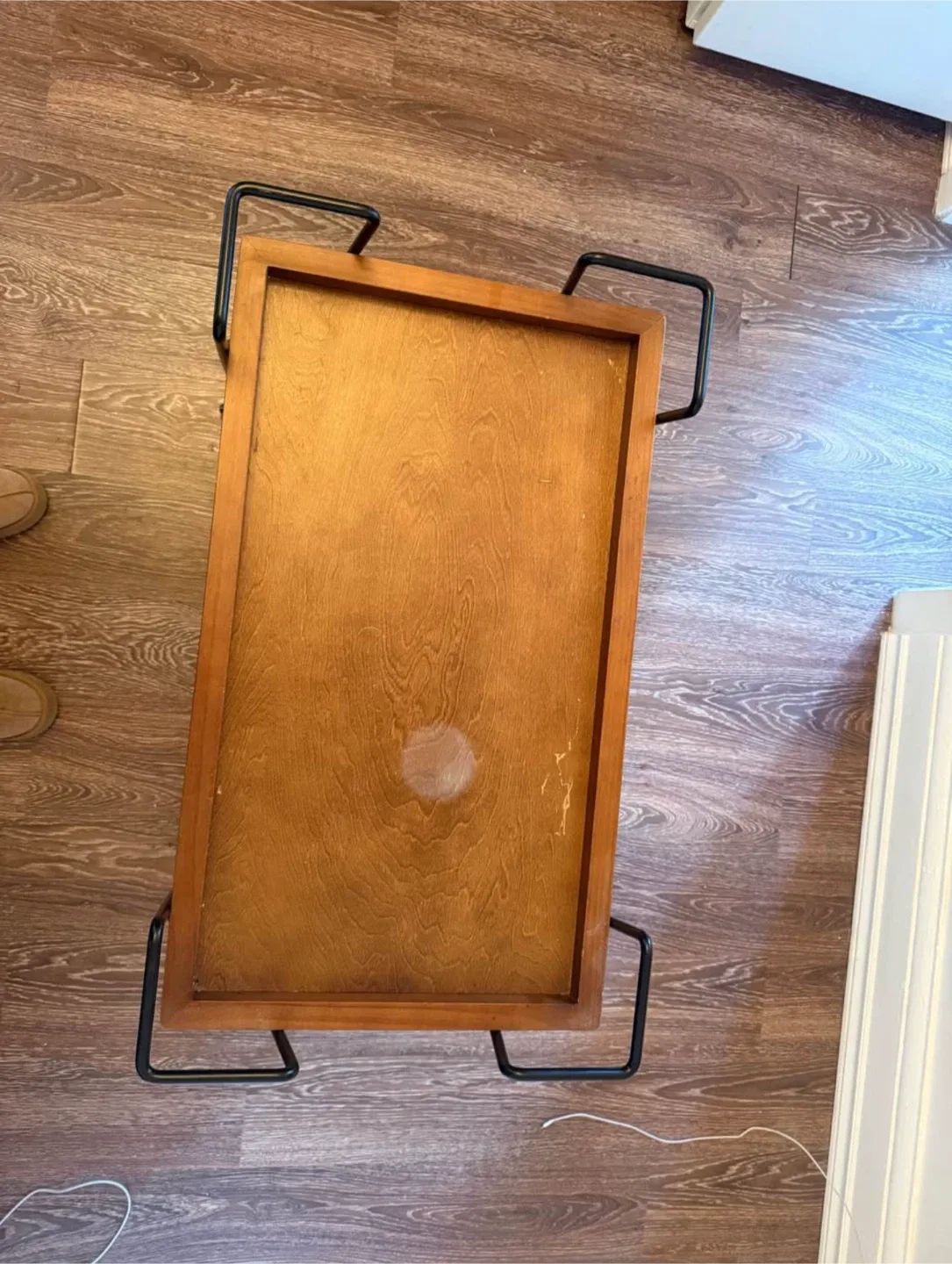 Wooden Bar Cart with Wine Glass Holder