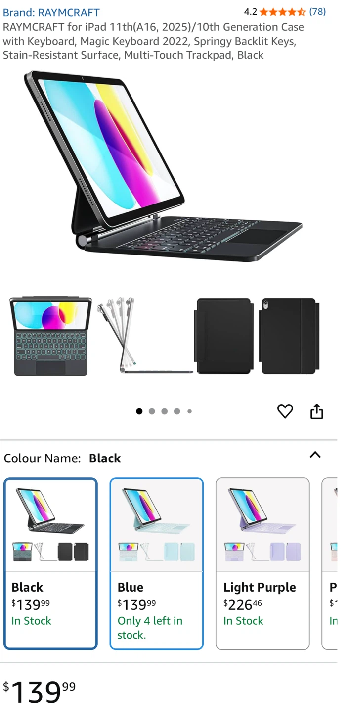 RAYMCRFAT iPad 11th (A16, 2025) Keyboard Case - Black - photo 4