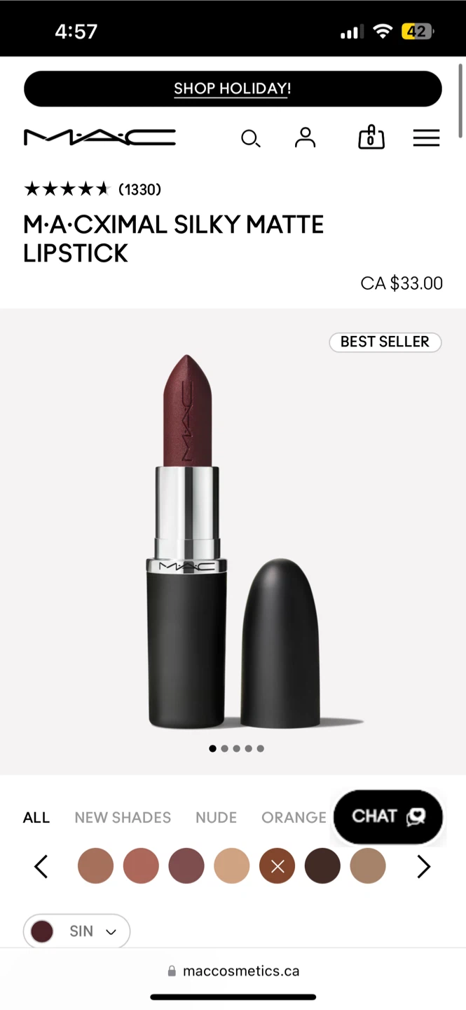 MAC Silky Matte Lipstick - Sin - photo 4