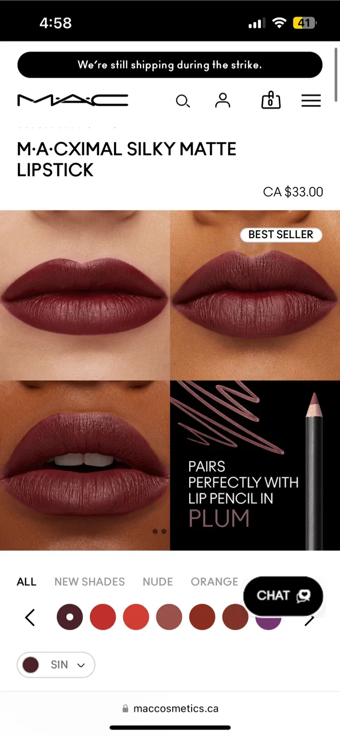 MAC Silky Matte Lipstick - Sin image indicator(6)