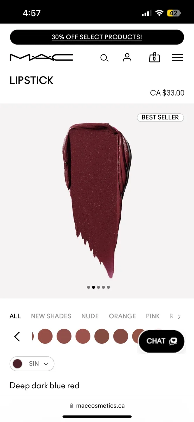 MAC Silky Matte Lipstick - Sin image indicator(5)