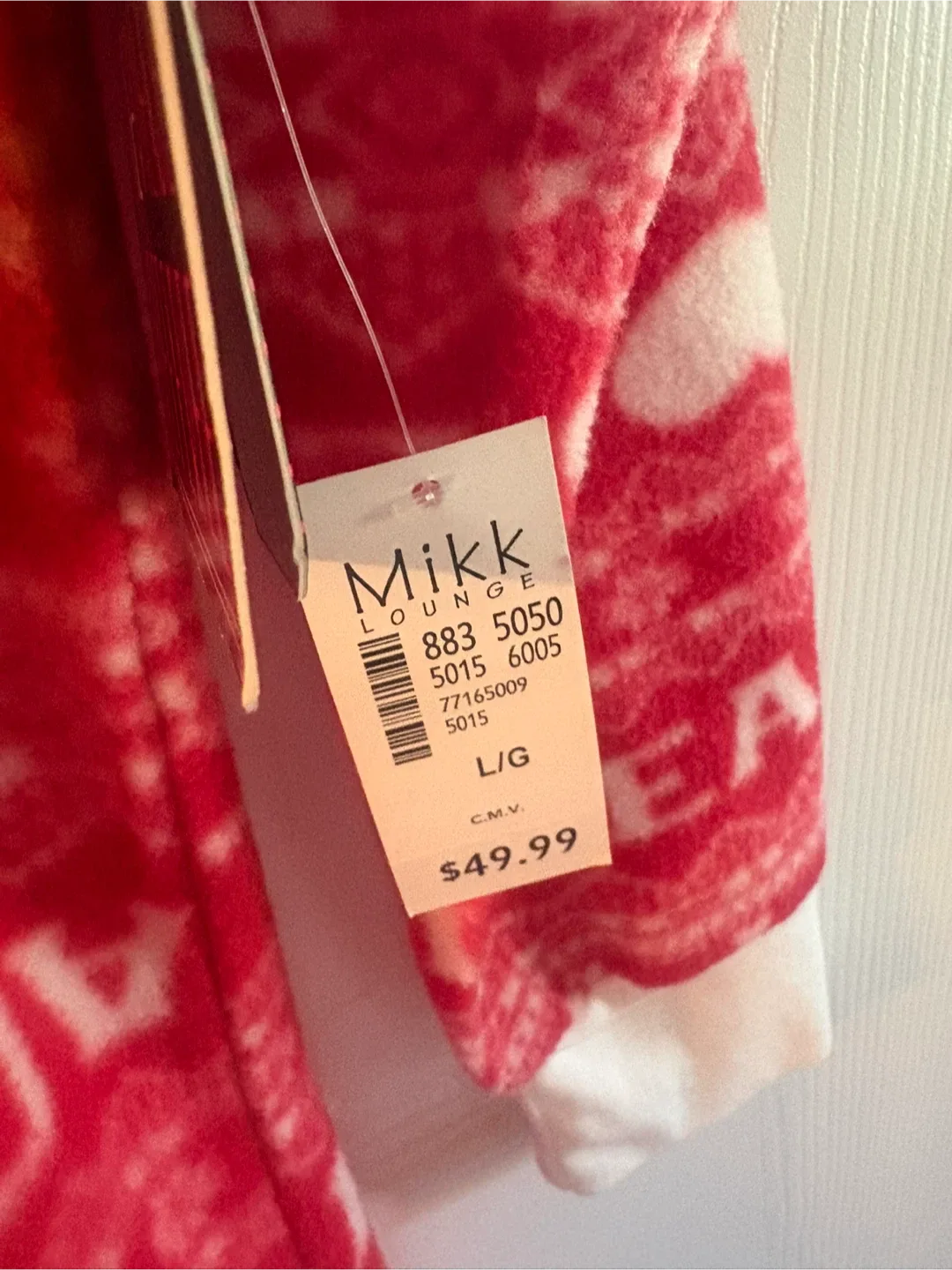 Mikk Lounge Onesie - Size L/G - Red & White image indicator(3)