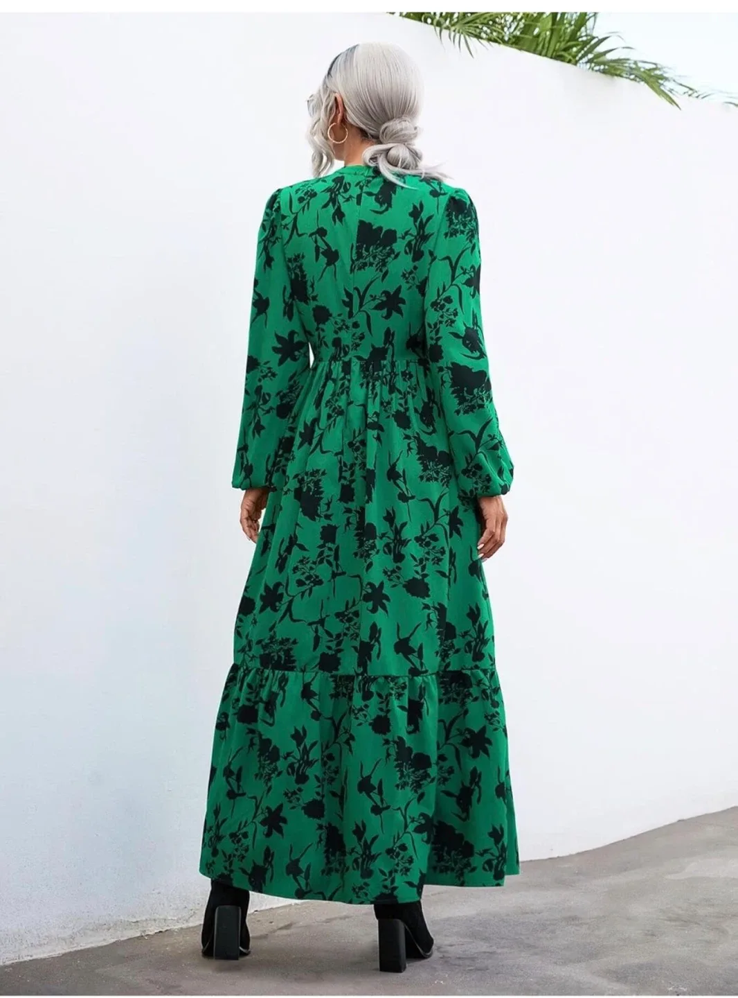 Shein Green Floral Maxi Dress - Size S image indicator(2)