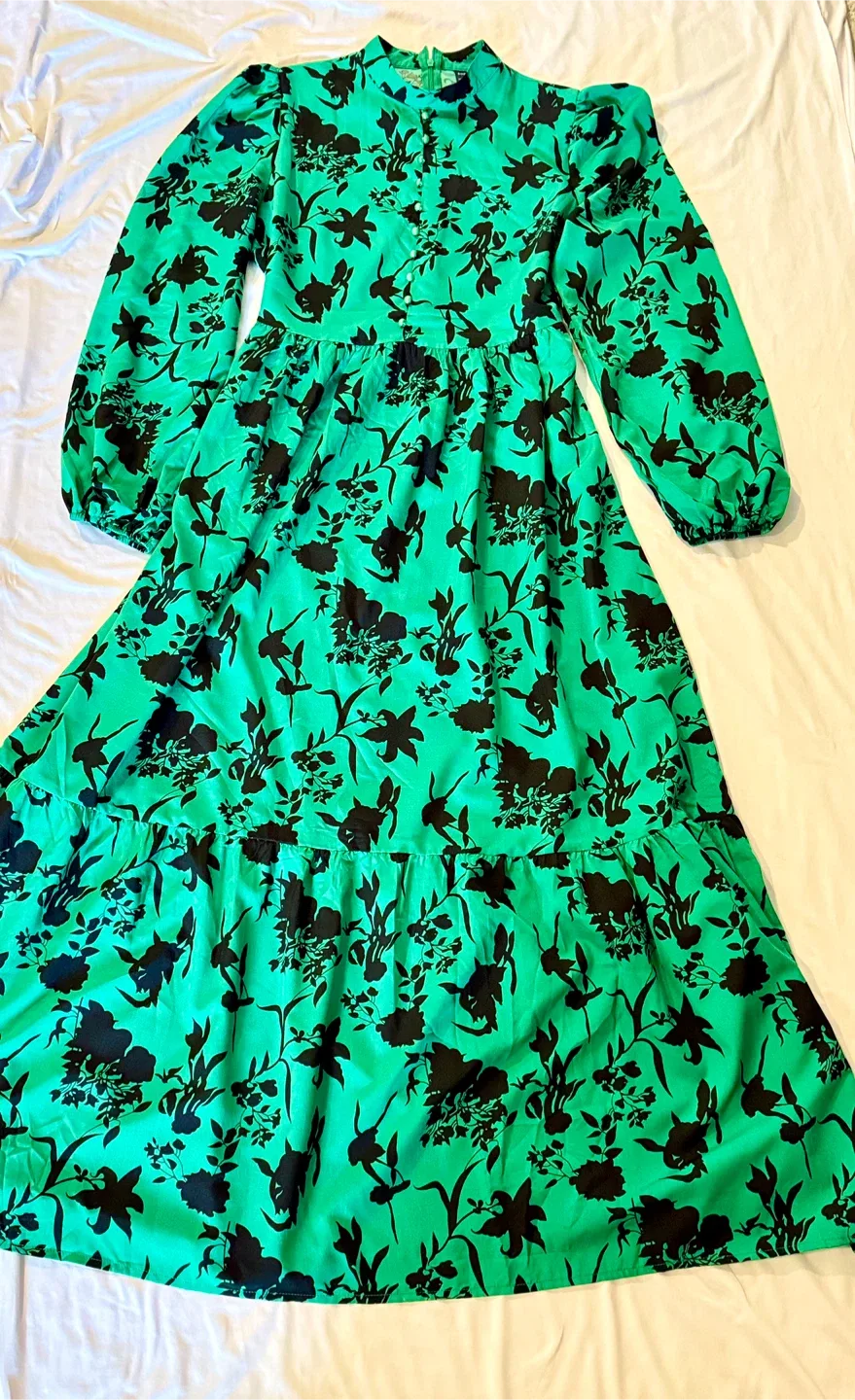 Shein Green Floral Maxi Dress - Size S image indicator(3)