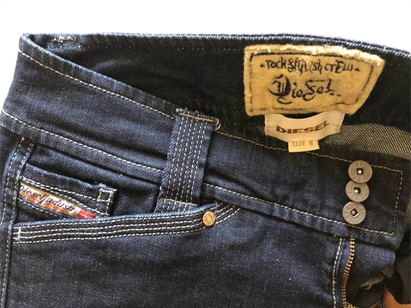 Diesel Rock Stylish Crew Jeans, Size 8