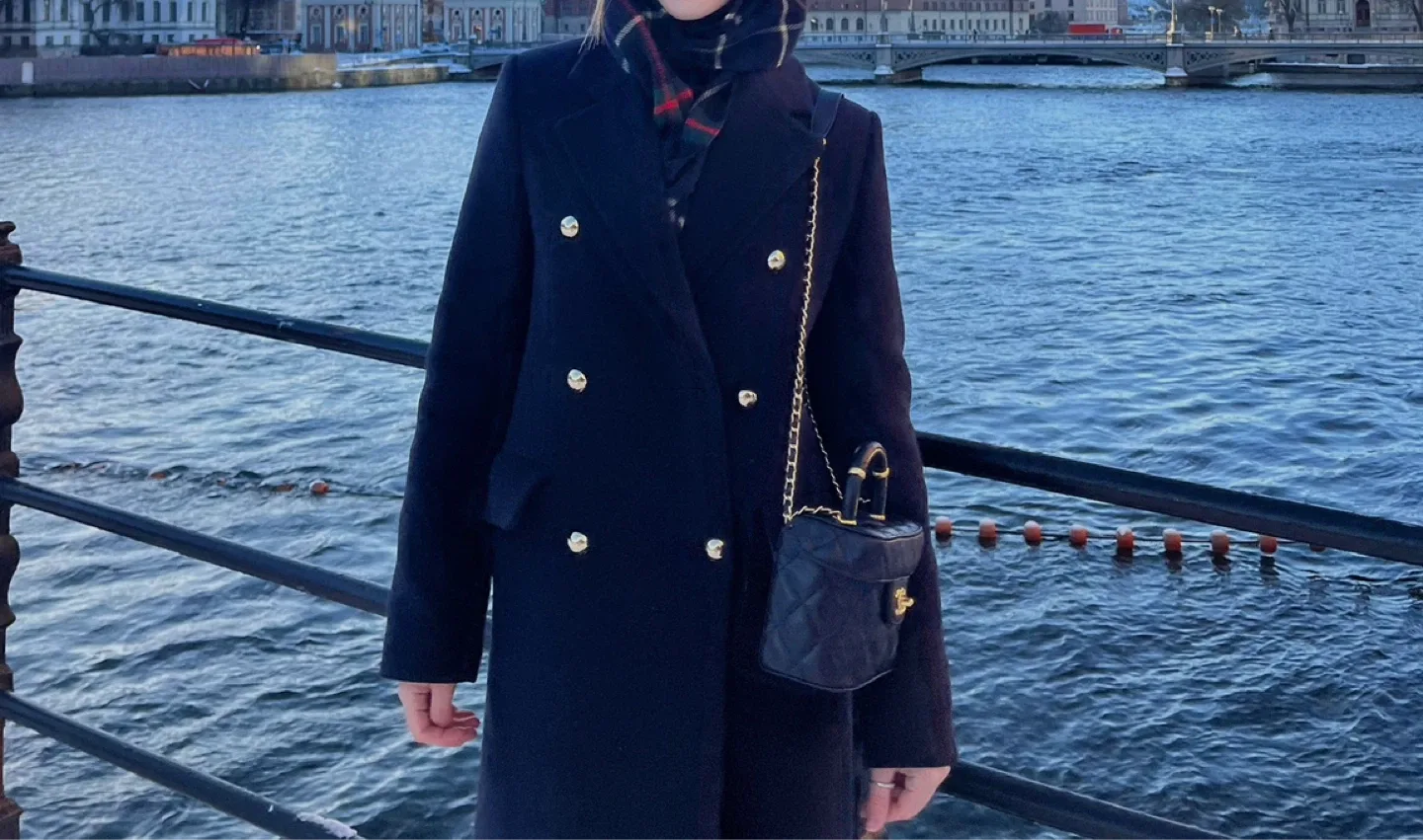 Long Navy Blue Coat Mango image indicator(2)