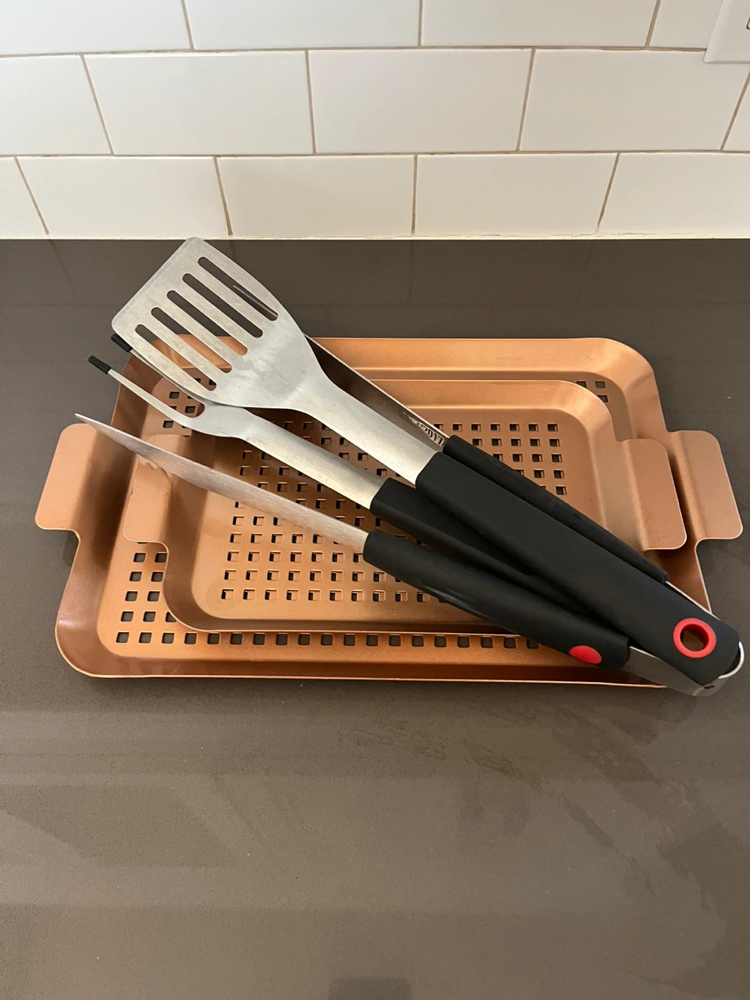 2 Copper Grills & BBQ utensils- price is for all