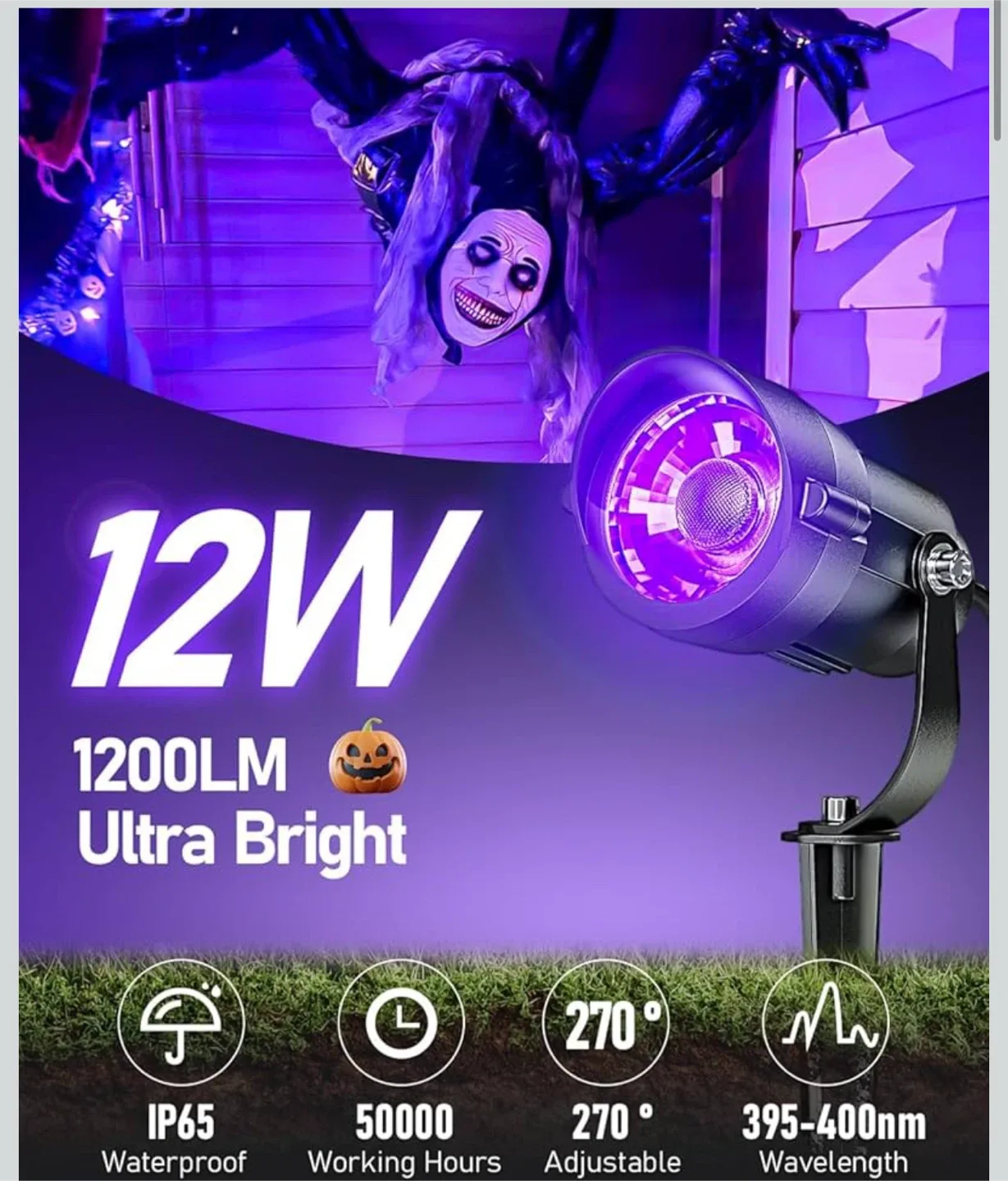 12W Black Light for Halloween Decor image indicator(2)