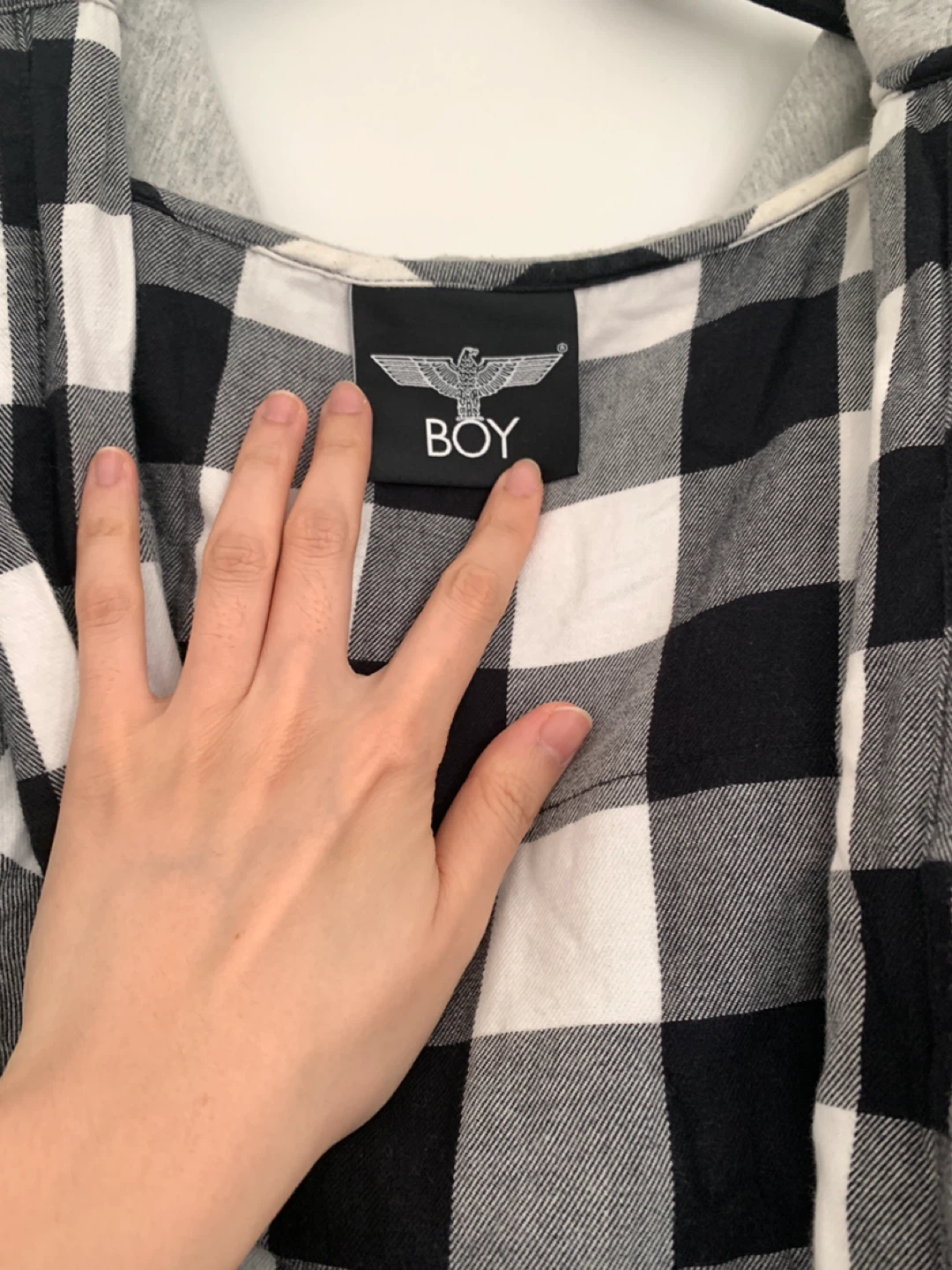 Boy London Black & White Checkered Hoodie Flannel - Size M - photo 3