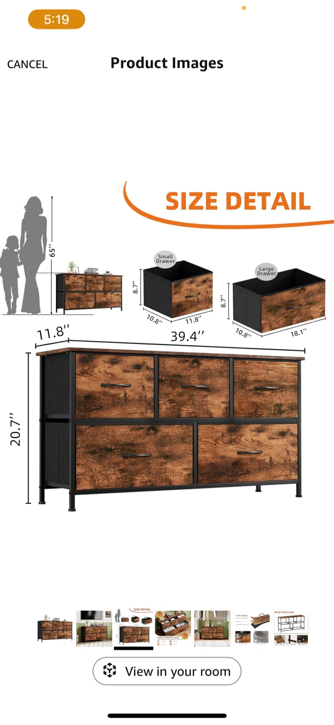 Wood Dresser with Fabric Drawers - photo 5