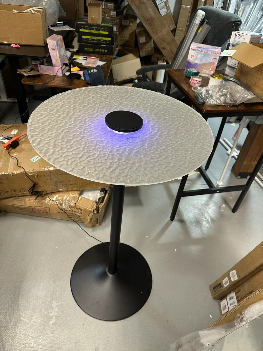 LED Side Table with Tempered Glass Top thumbnail