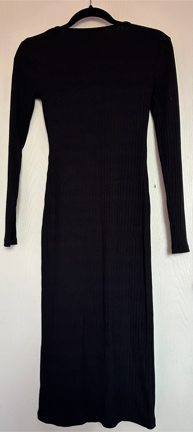 Zara Black Ribbed Button-Down Midi Dress - photo 3