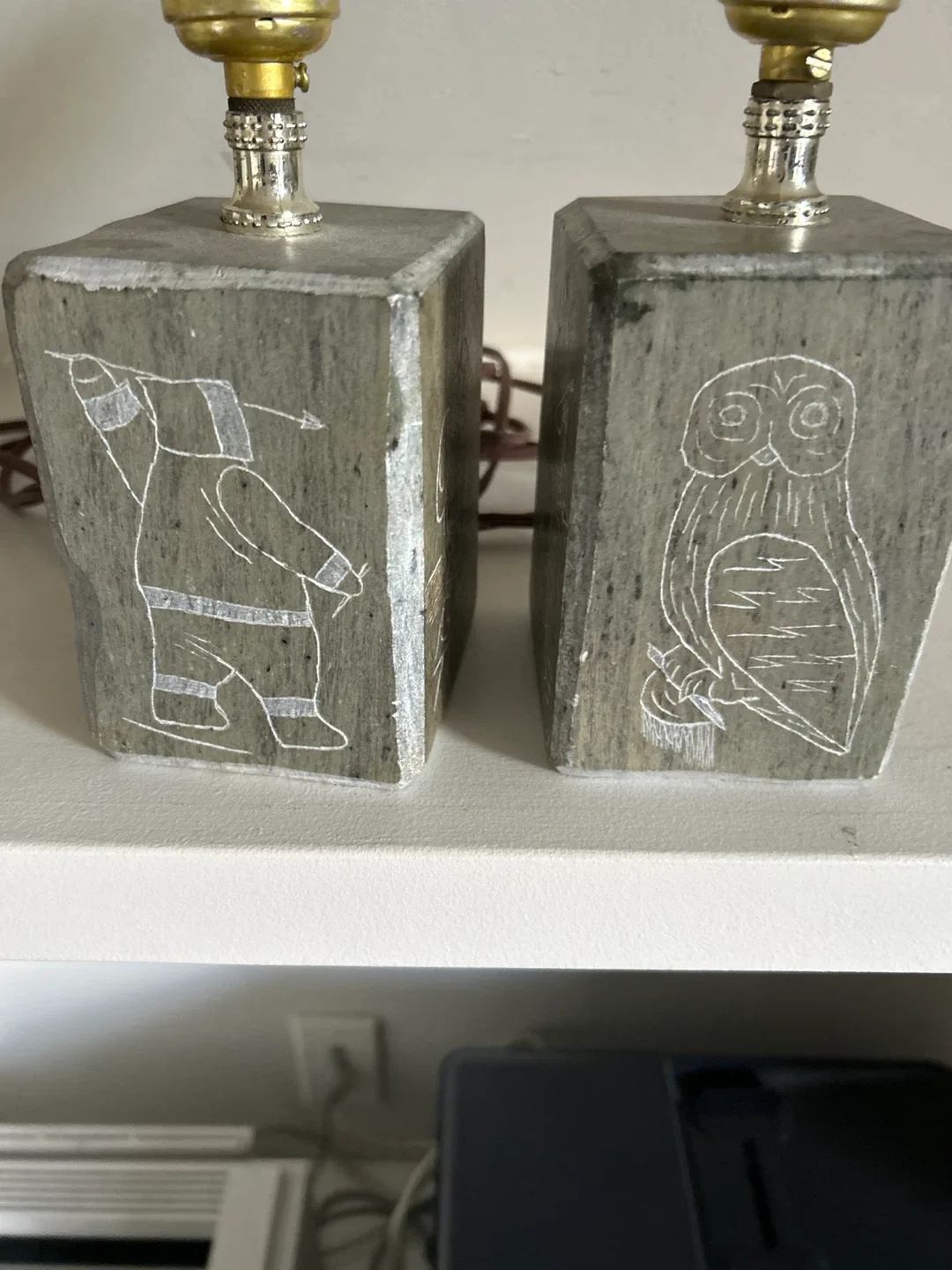 Pair of Vintage Soapstone Table Lamps image indicator(3)