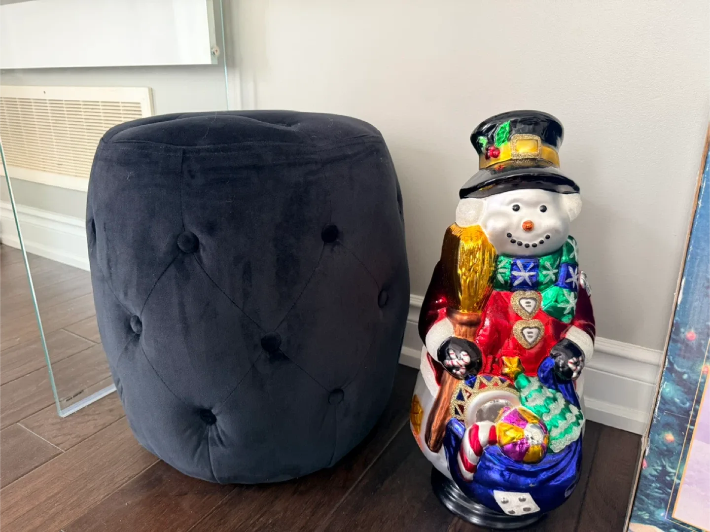 Rare Christmas Handpainted Glass Snowman indoor decoration thumbnail