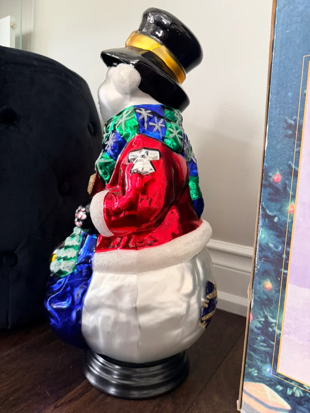 Rare Christmas Handpainted Glass Snowman indoor decoration image indicator(4)