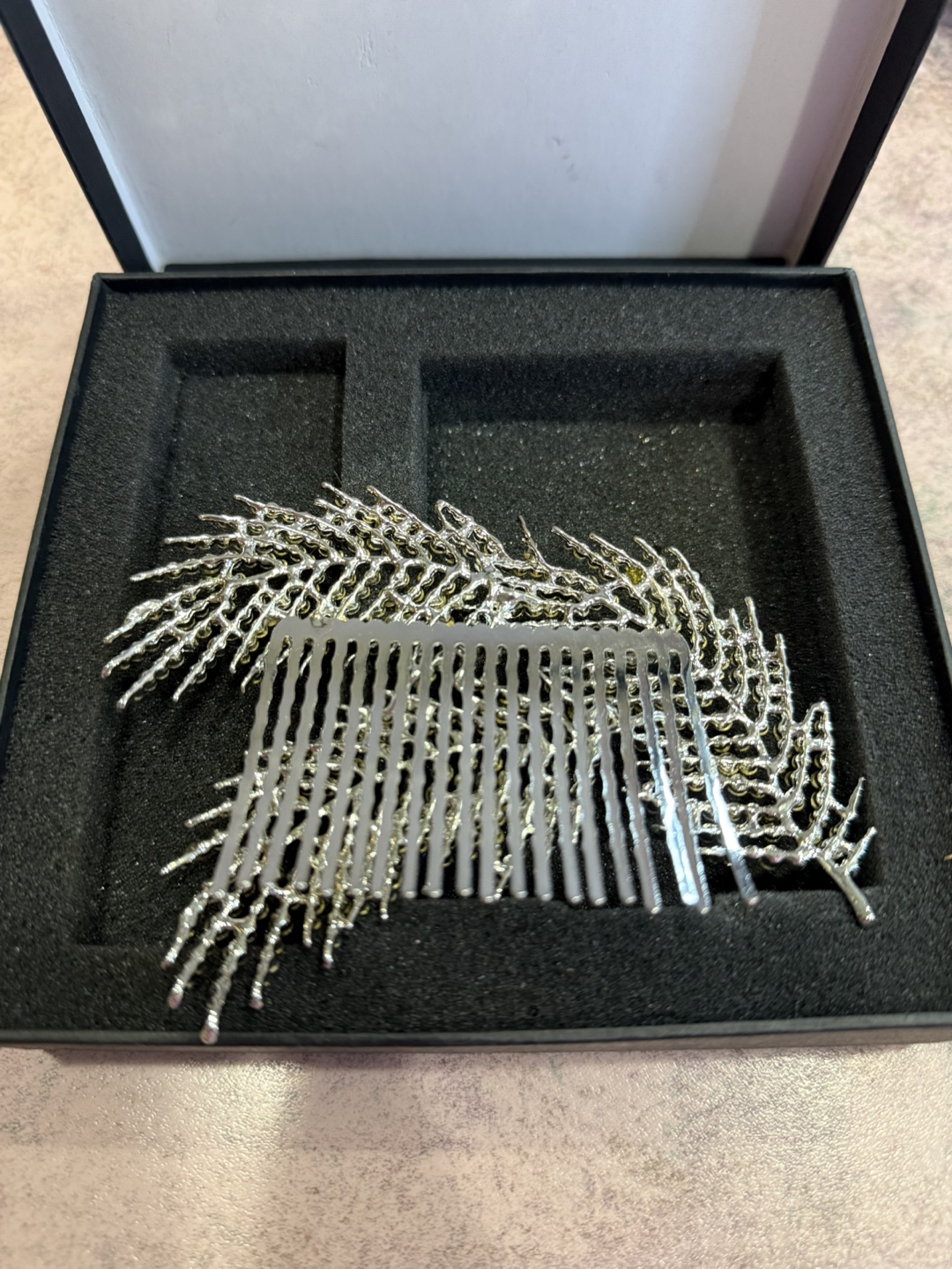 Hair Comb with Rhinestones, Silver - photo 2