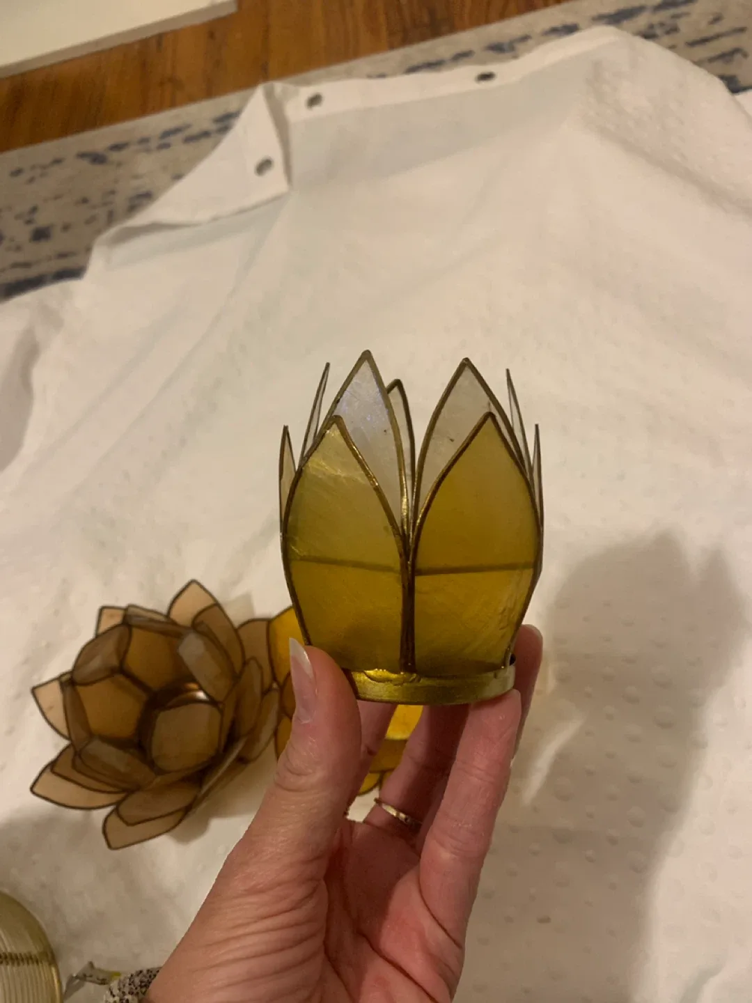 World Market Lotus Capiz Tealight Candle Holders image indicator(4)