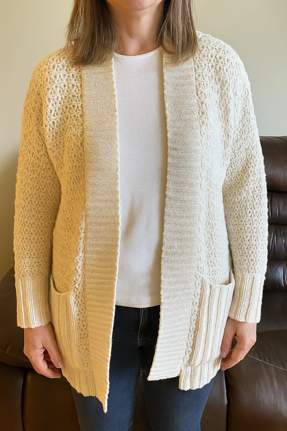 Pink Martini Cream Knit Cardigan - Size Small