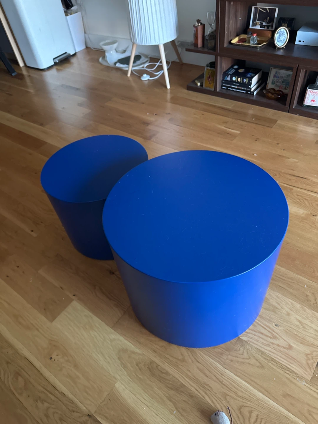 Blue Round Side or Coffee Table, Set of 2 - photo 3