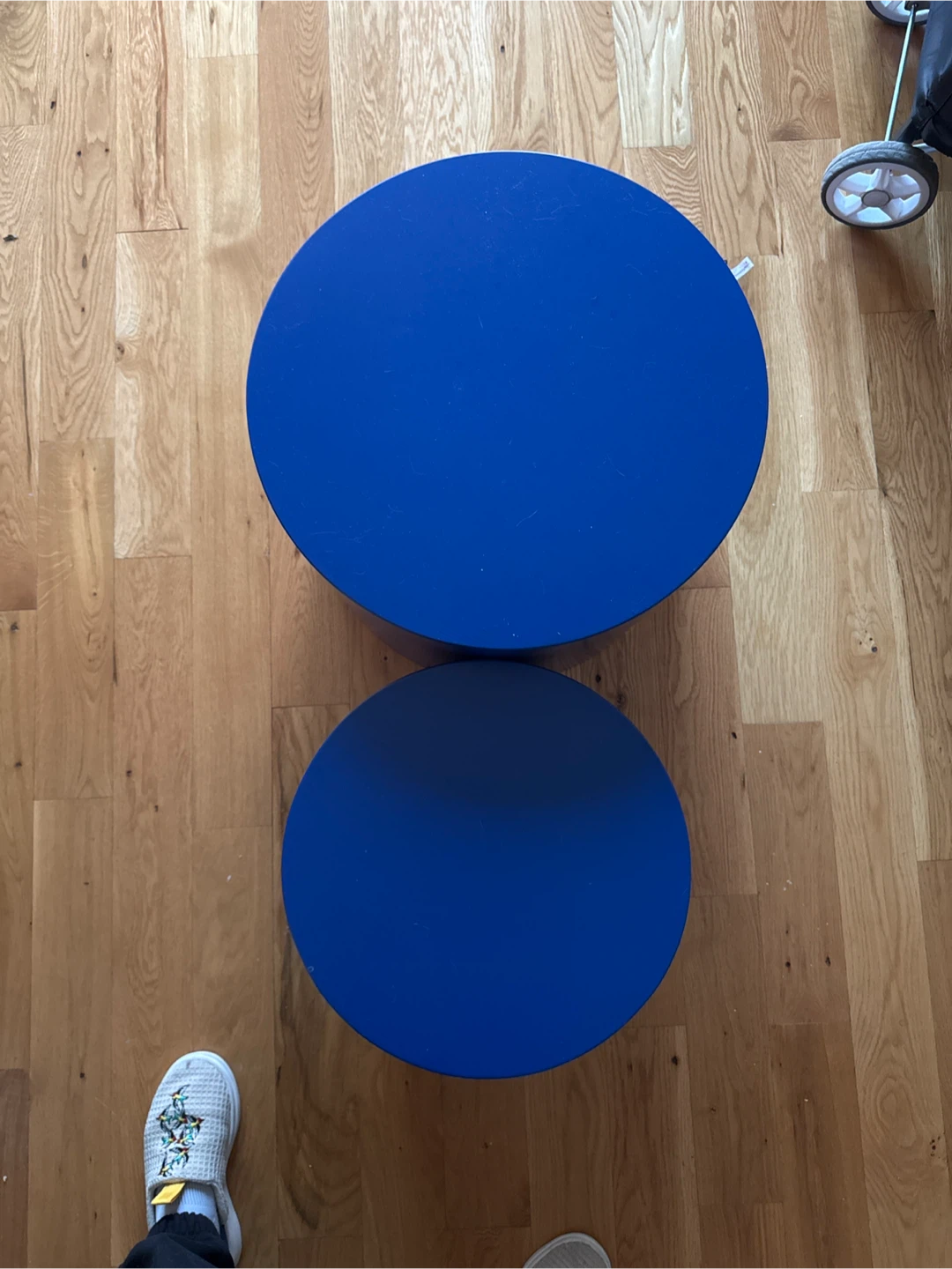 Blue Round Side or Coffee Table, Set of 2 - photo 4