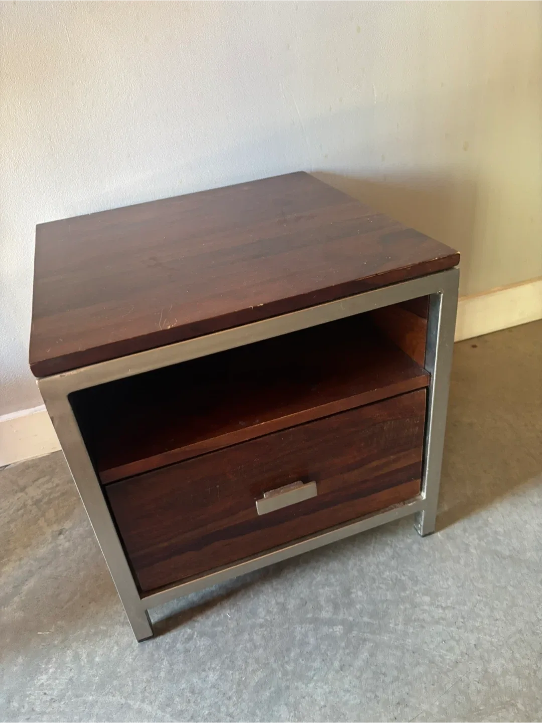 Set of two Brown Wood Nightstand with Drawer image indicator(2)