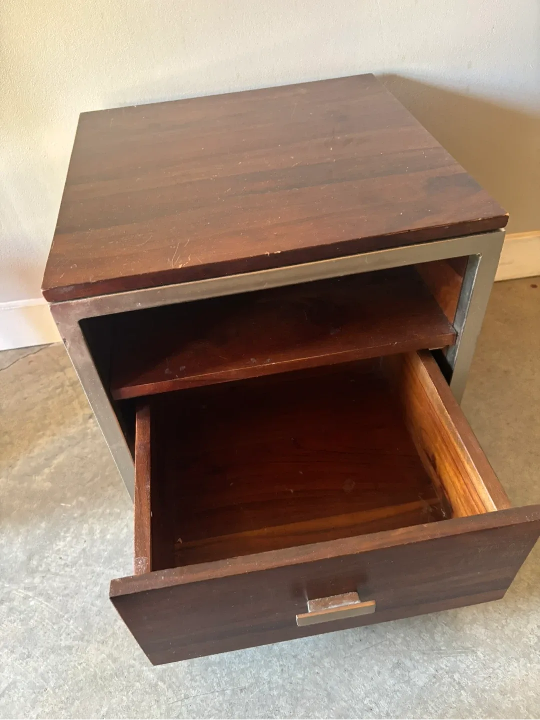 Set of two Brown Wood Nightstand with Drawer image indicator(3)