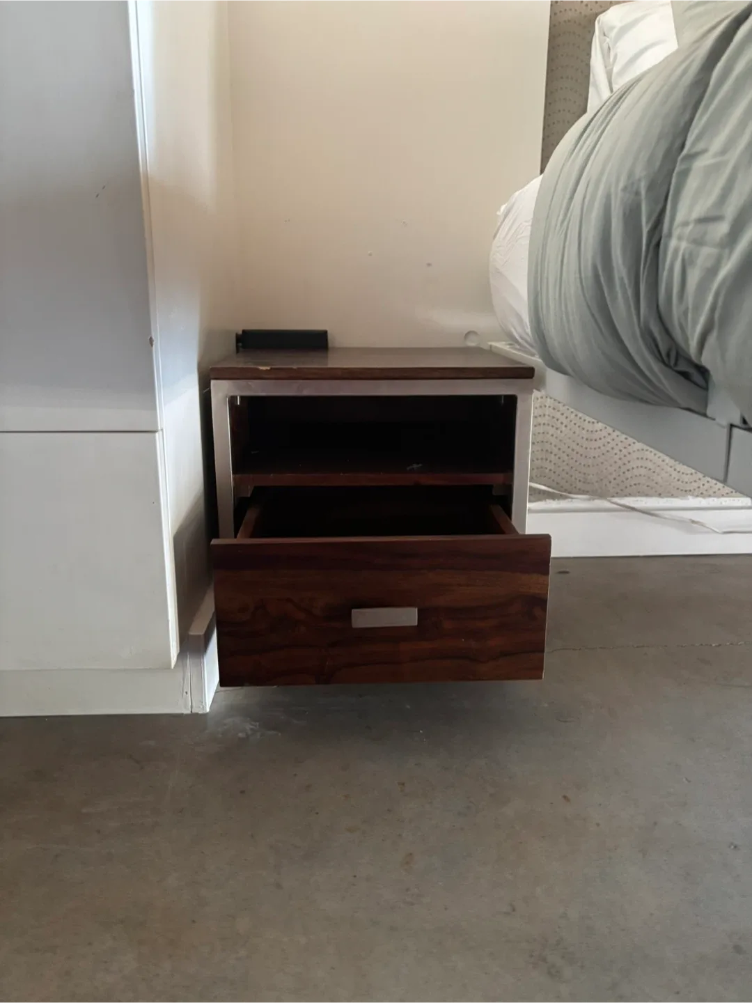 Set of two Brown Wood Nightstand with Drawer image indicator(10)