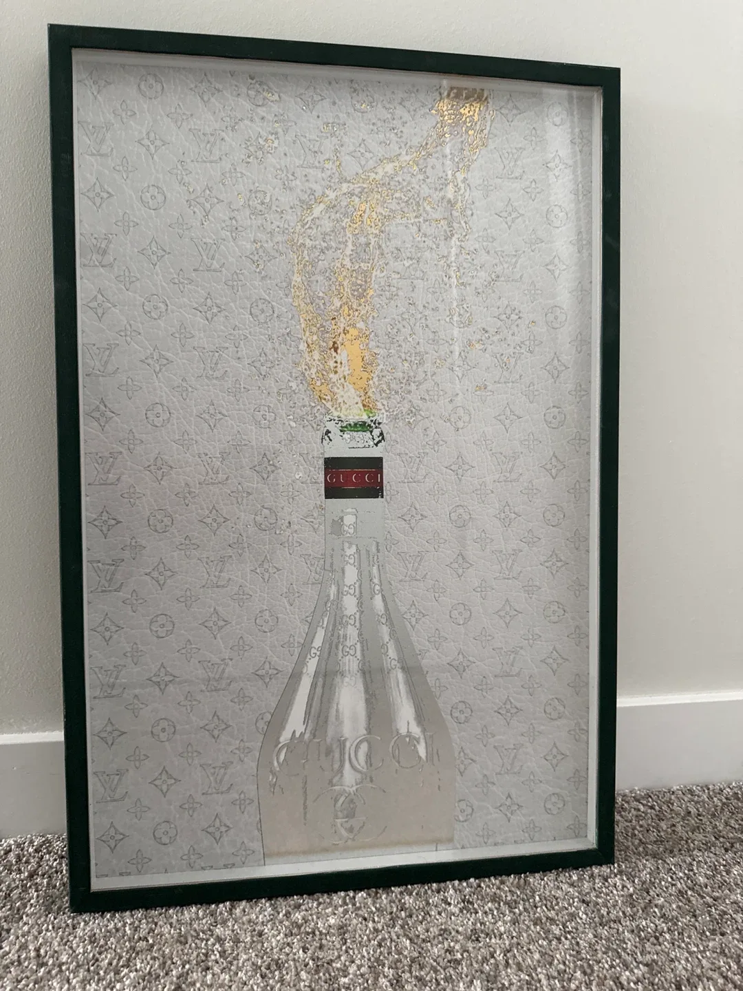 Framed art designer insignia Champagne bottle thumbnail