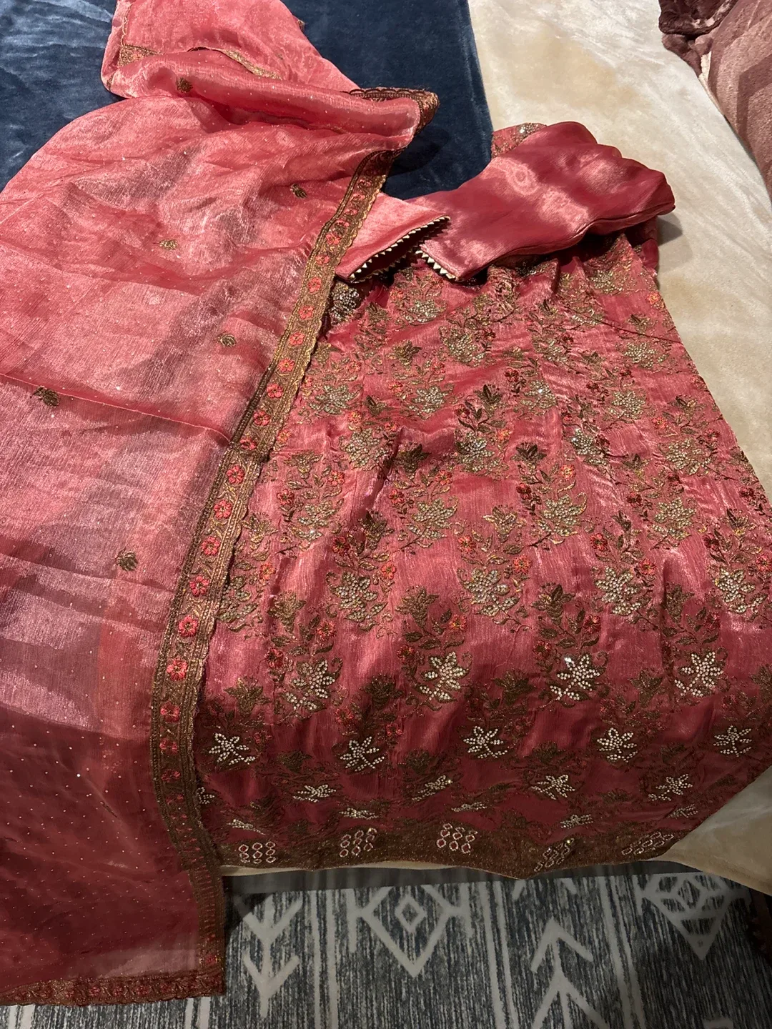 Red Embroidered Salwar Kameez image indicator(2)