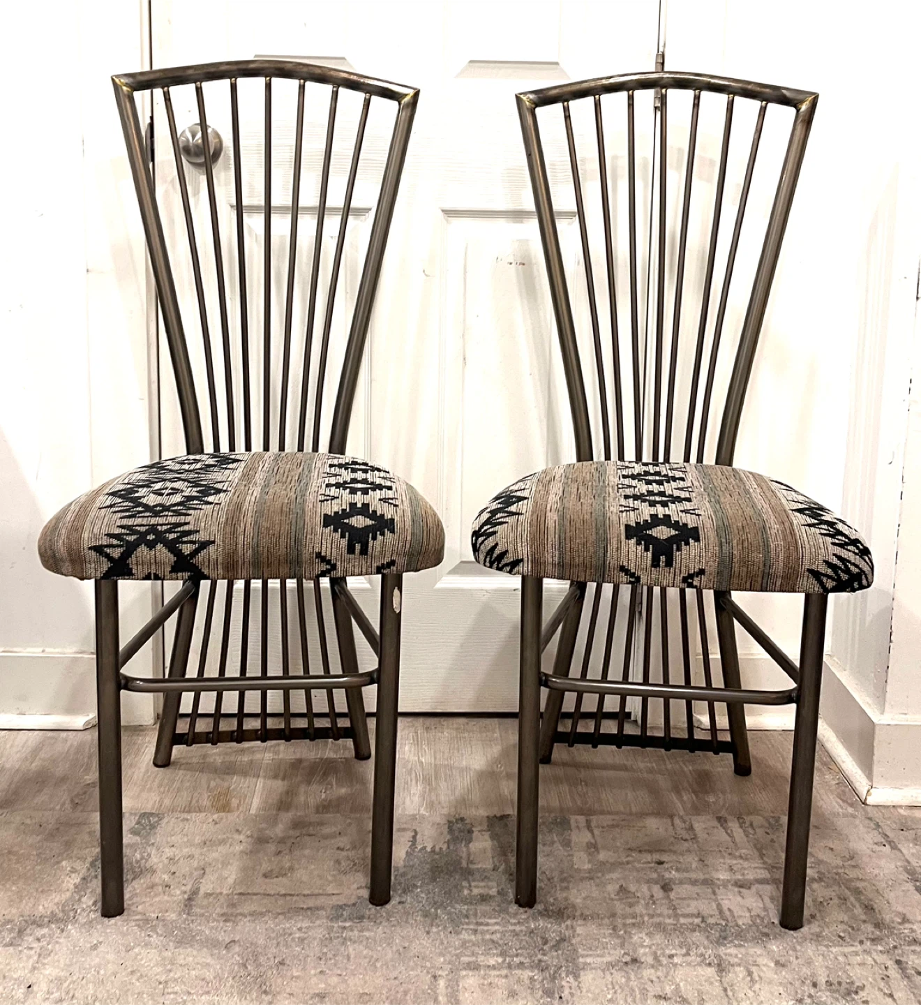 Pair of Accent Chairs with Patterned Seats