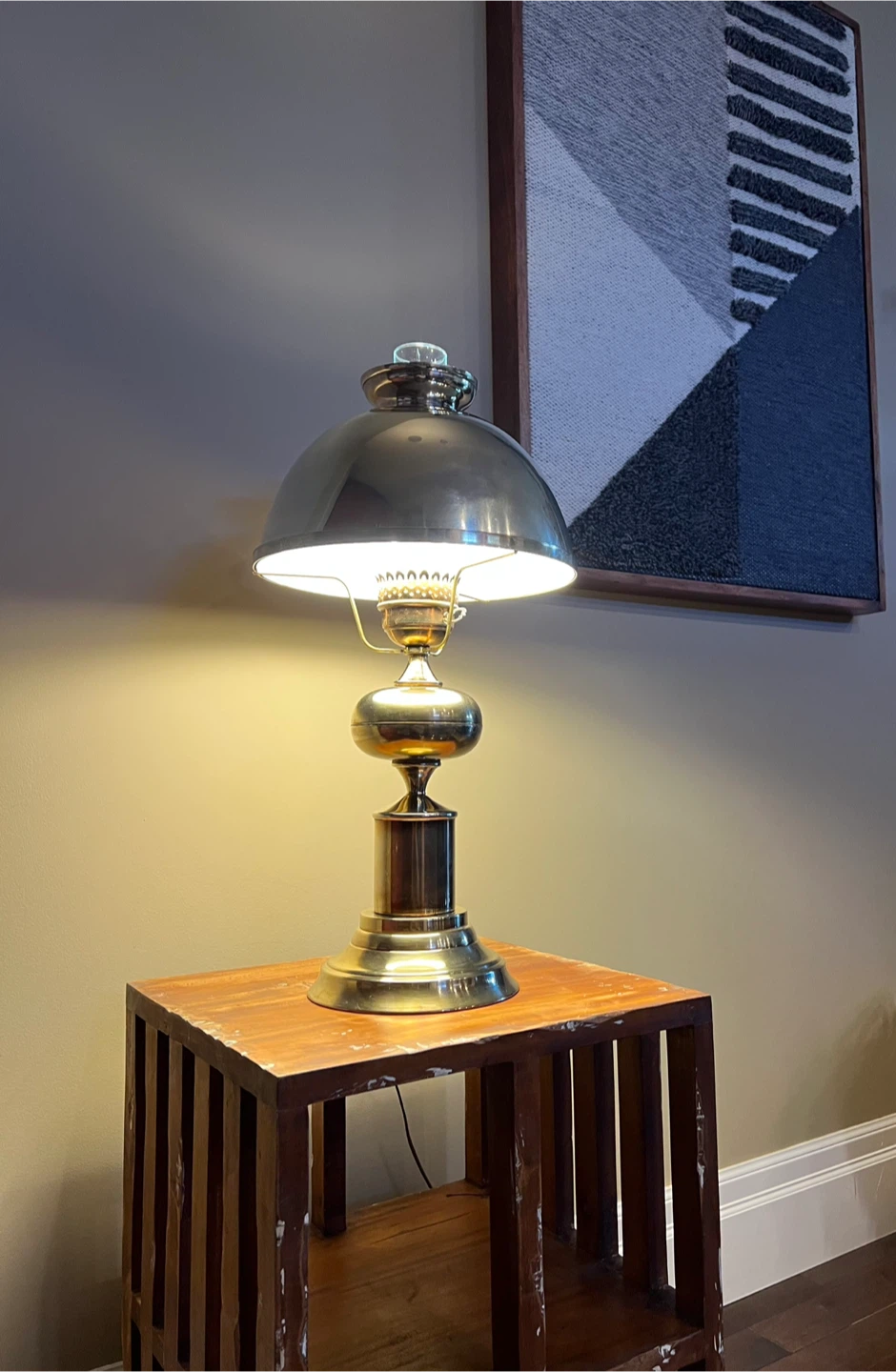 Vintage Hurricane Brass Lamp