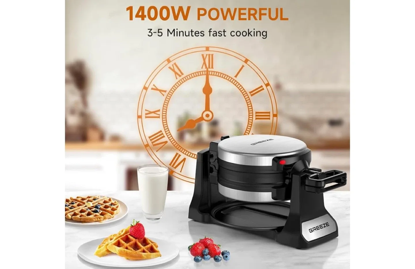 GREEZE 8 Slice Waffle Maker image indicator(3)