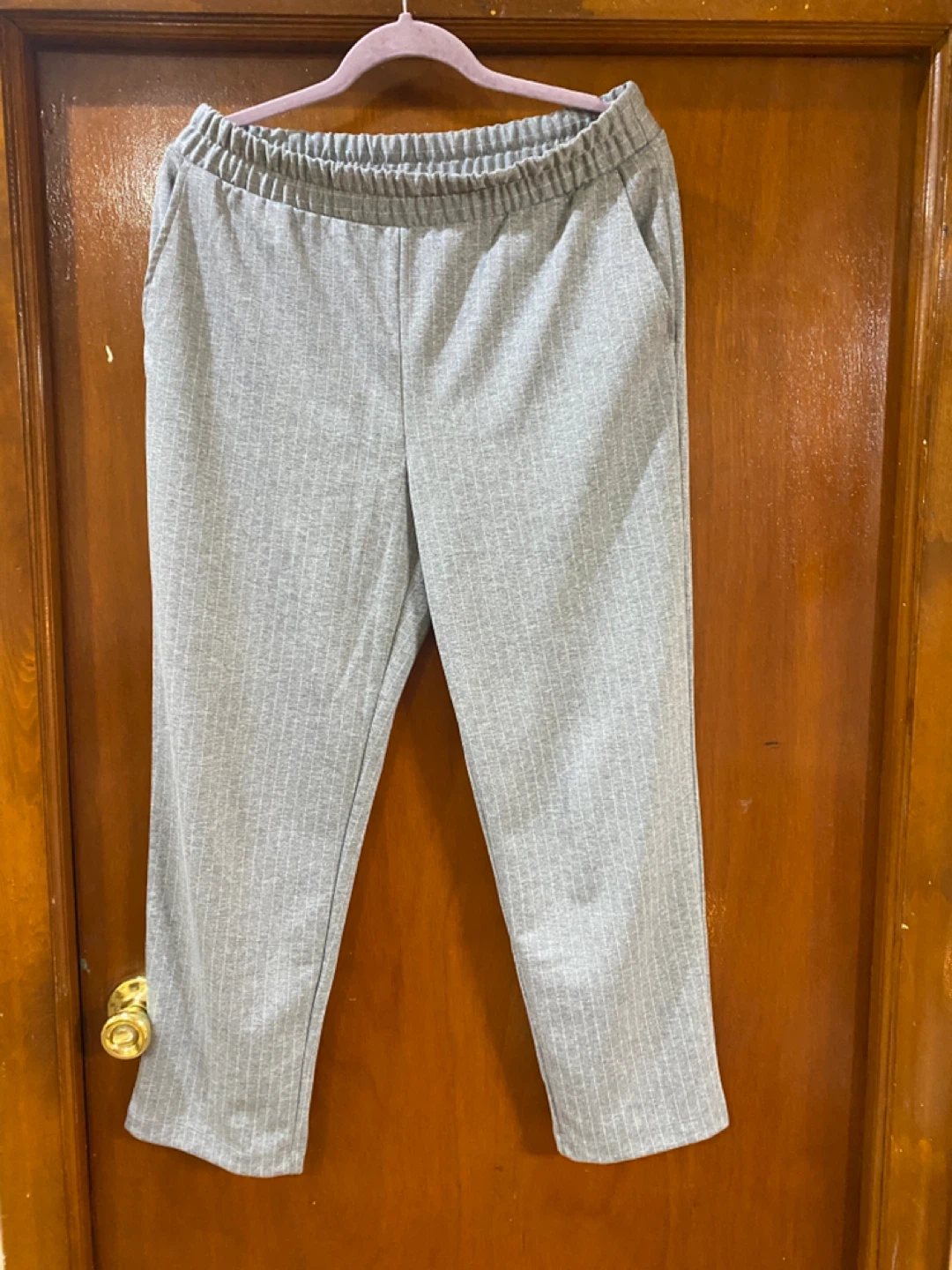 Grey pinstripe pull on pants size m - photo 4