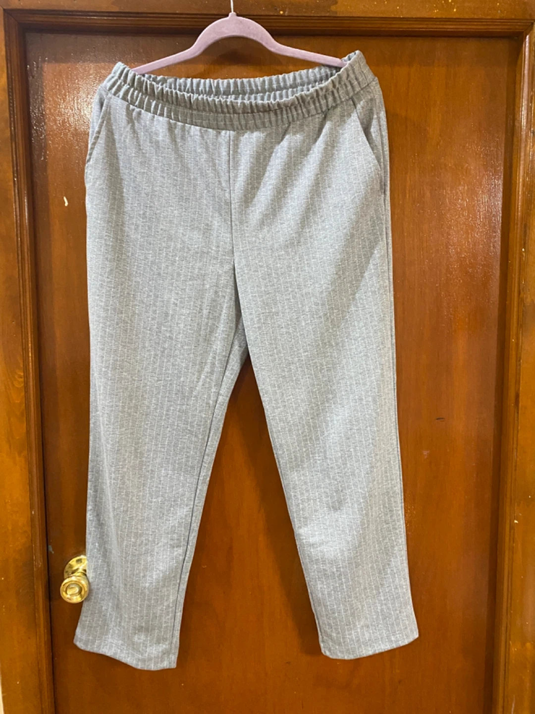 Grey pinstripe pull on pants size m - photo 3