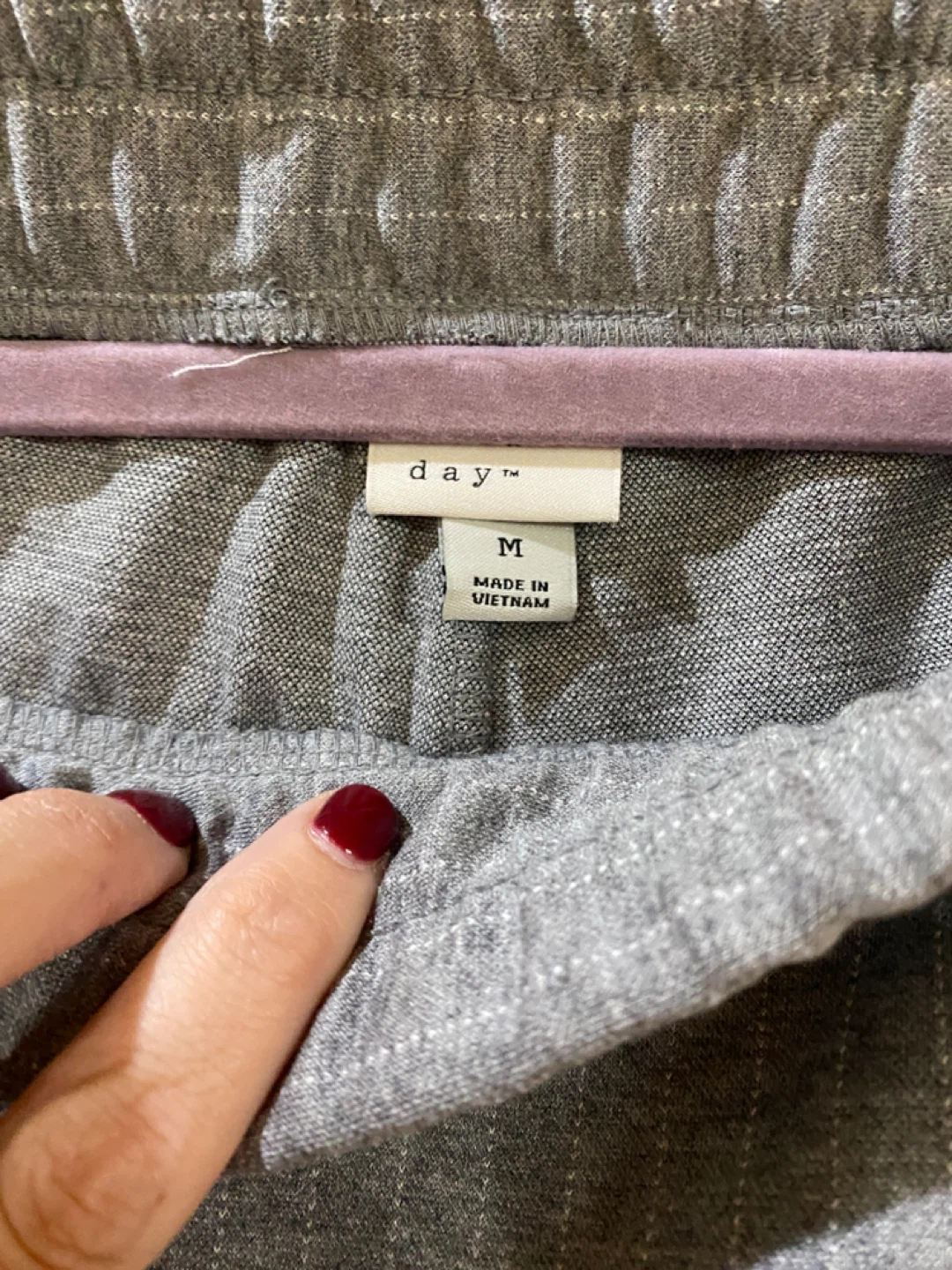 Grey pinstripe pull on pants size m