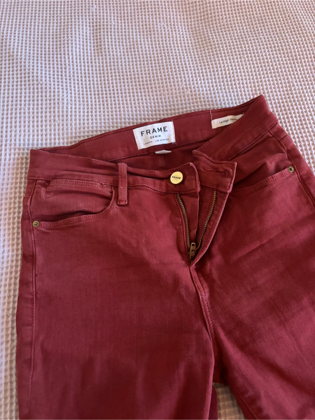FRAME Le High Straight Jeans - Size 25 - Red🥕 - photo 2