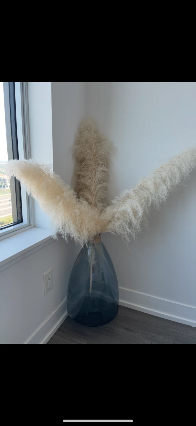 Blue Glass Vase with Pampas Grass - photo 3