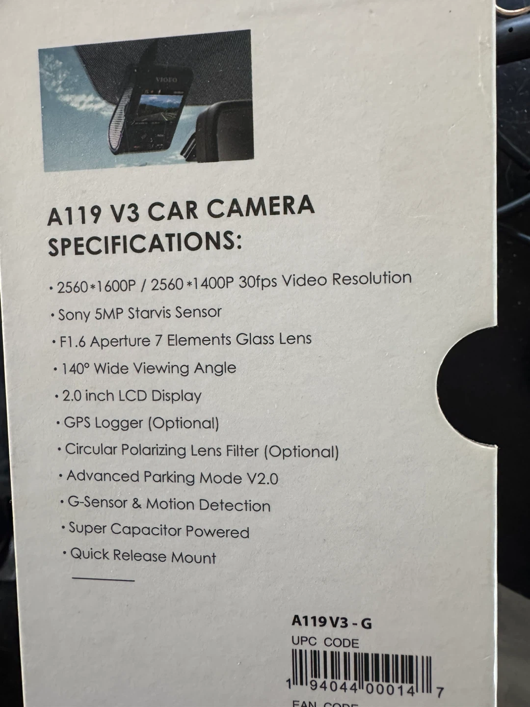 VIOFO A119 V3 Quad HD+ Car Camera - photo 2