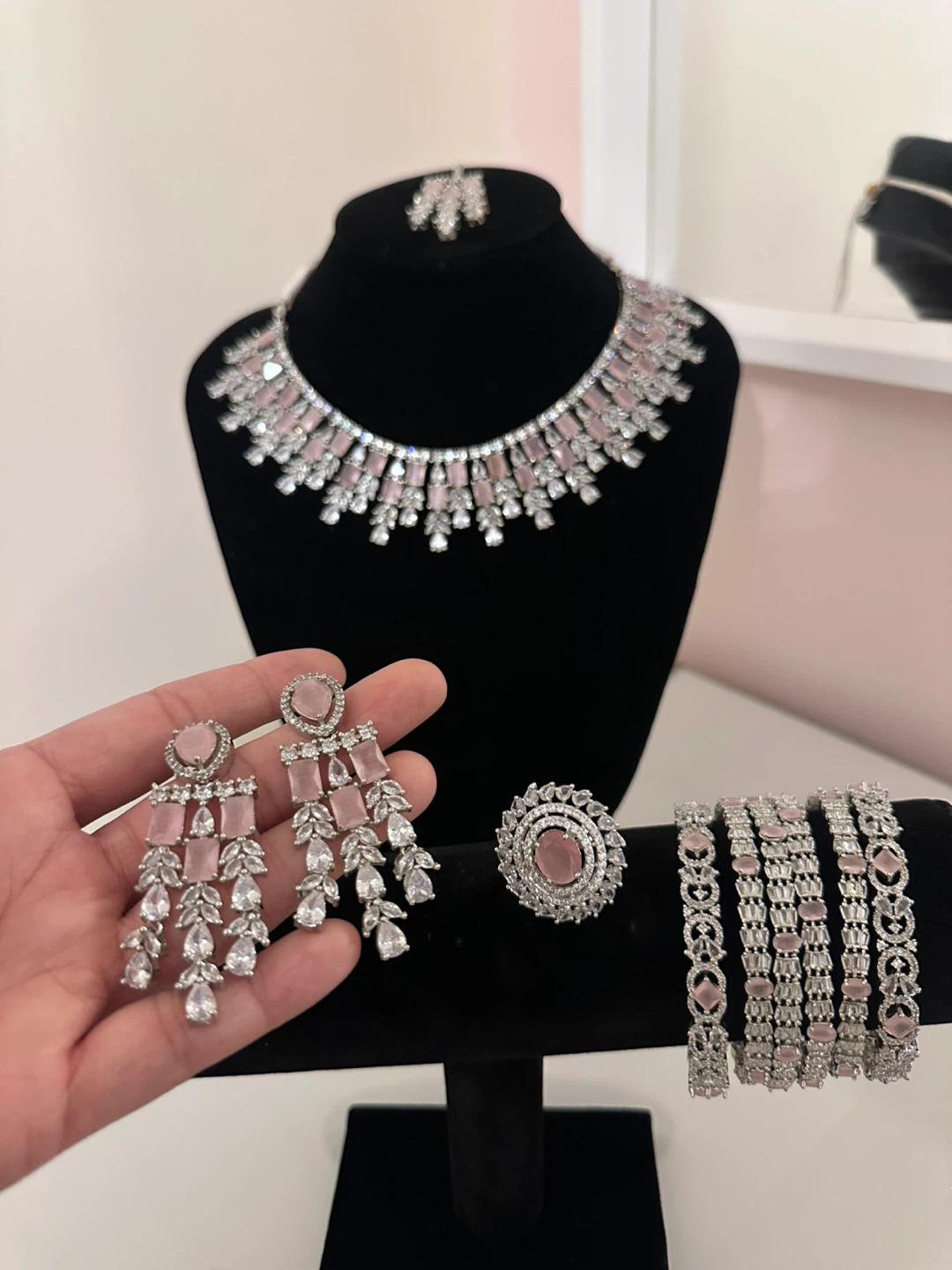 Pink & Silver Jewellery Set