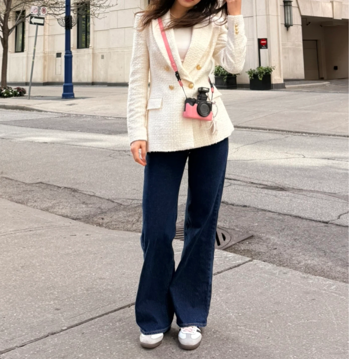 White Tweed Blazer Zara