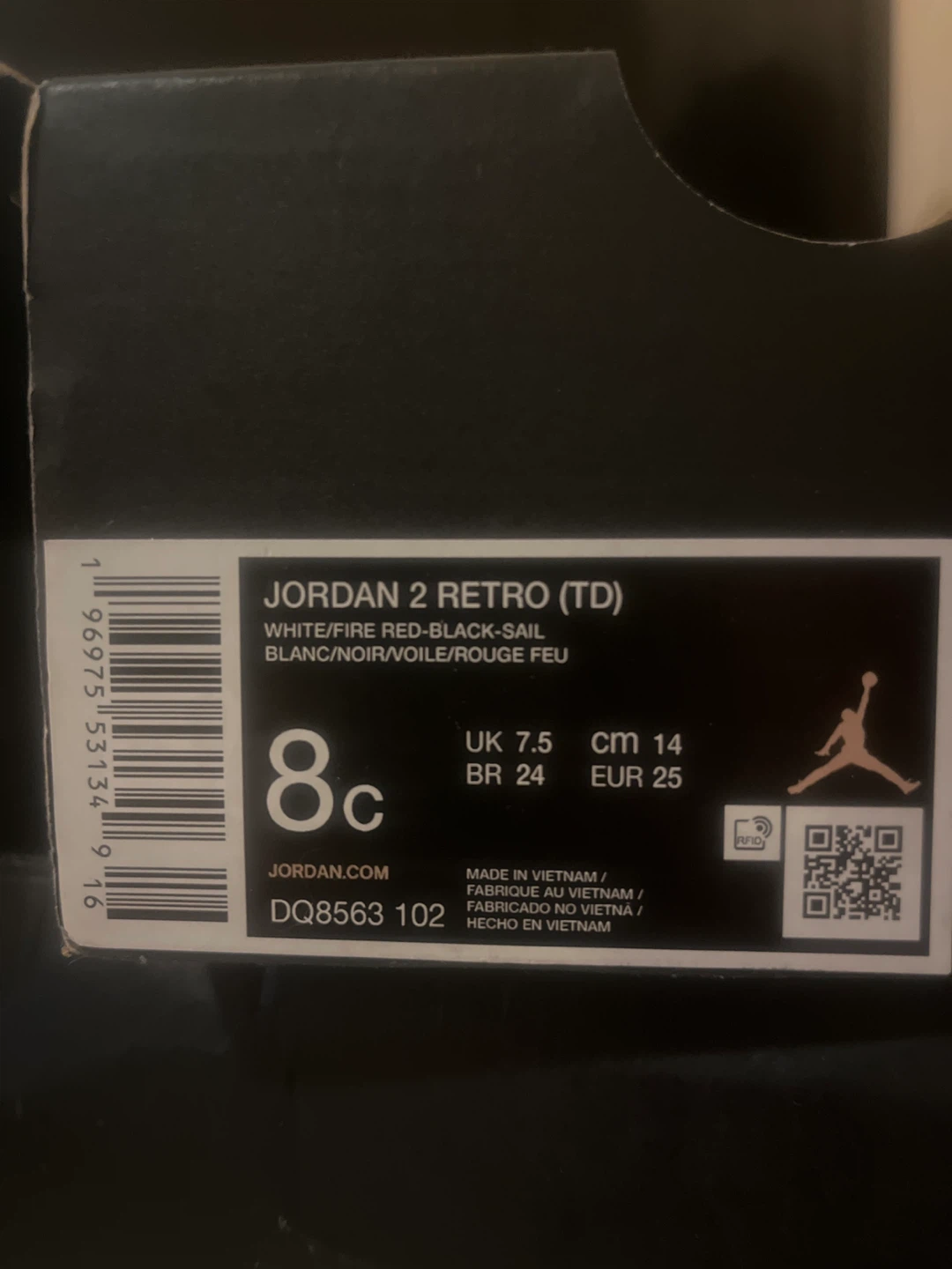 Jordan 2 Retro (TD) Size 8C - photo 2